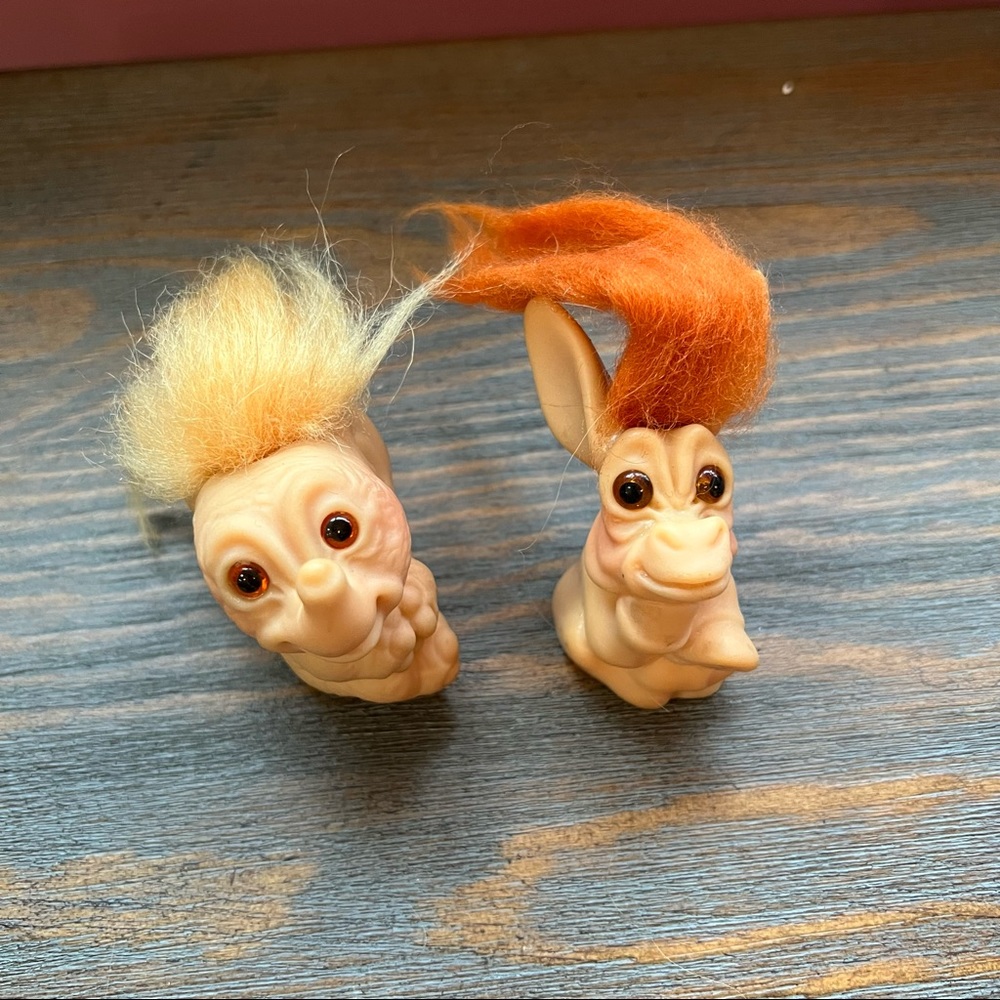 Troll elephant and donkey vintage minis